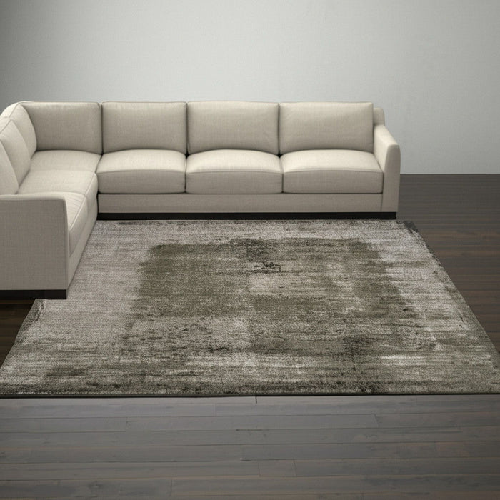 9' X 12' Abstract Distressed Area Rug - Green And Tan