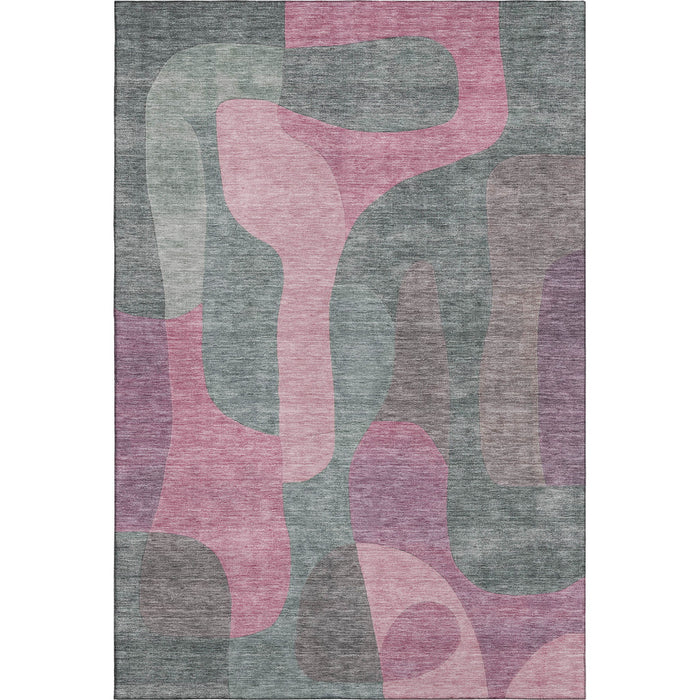 10' X 14' Abstract Washable Area Rug With UV Protection (706253) - Blush / Sage