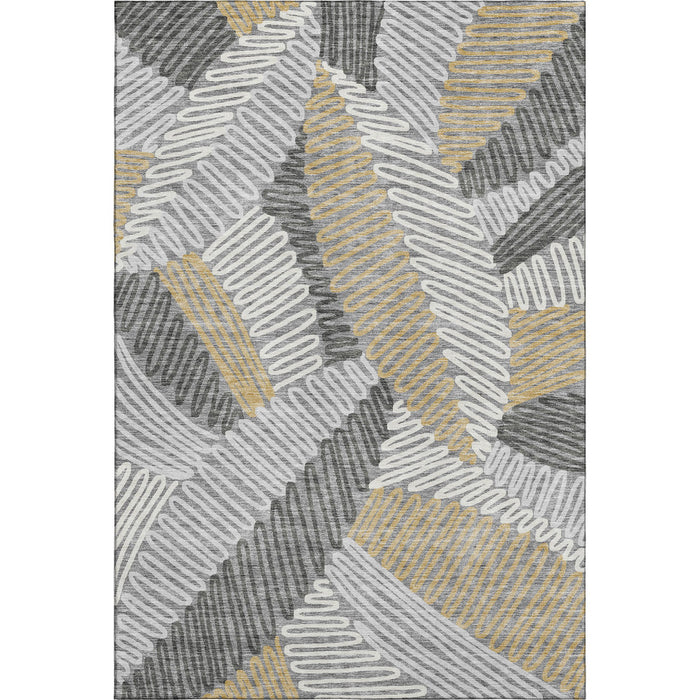 10' X 14' Floral Washable Area Rug With UV Protection (671894) - Gray / Gold / Ivory