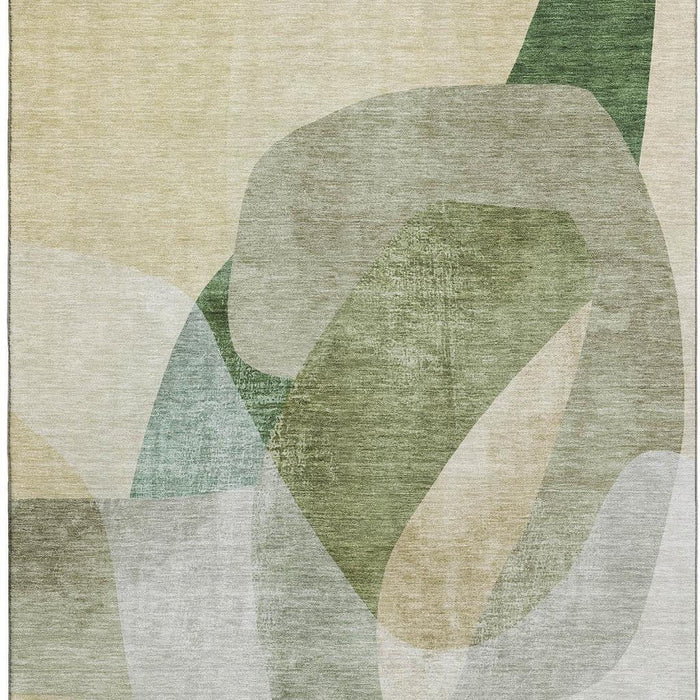 10' X 14' Abstract Washable Area Rug With UV Protection (716677) - Sage / Beige