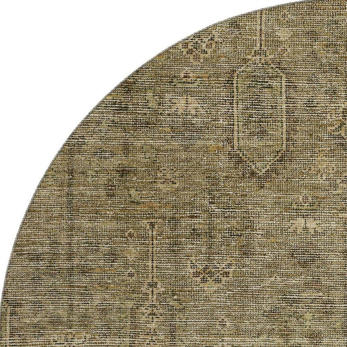 8' Southwestern Washable Round Rug With UV Protection - Brown / Beige