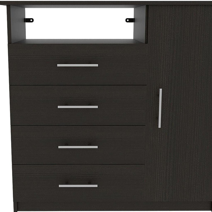 Four Drawer Combo Dresser - Black