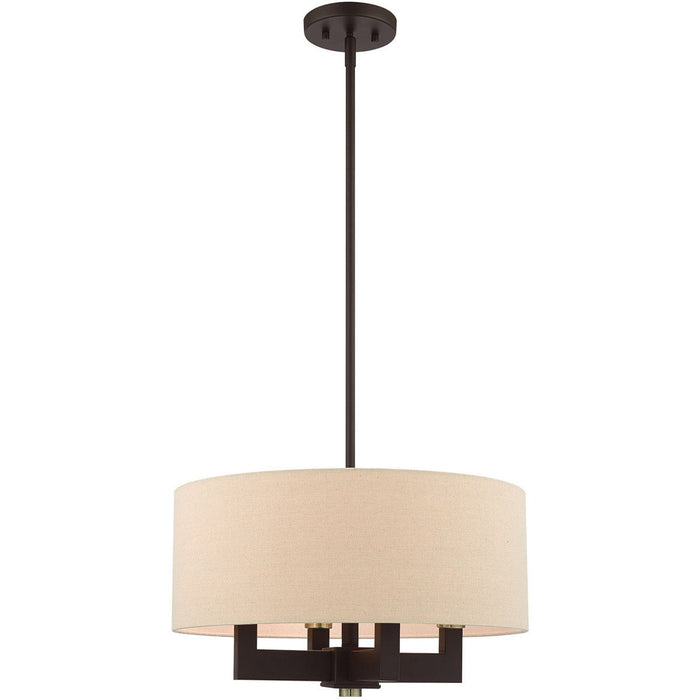 Four Light Dimmable Chandelier With Shades - Bronze