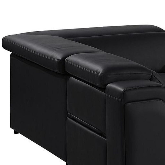 Leather Power Reclining U Shaped 8 Piece Corner Sectional With Console - Black