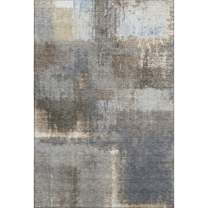 10' X 14' Abstract Washable Area Rug With UV Protection (693174) - Khaki / Silver / Blue