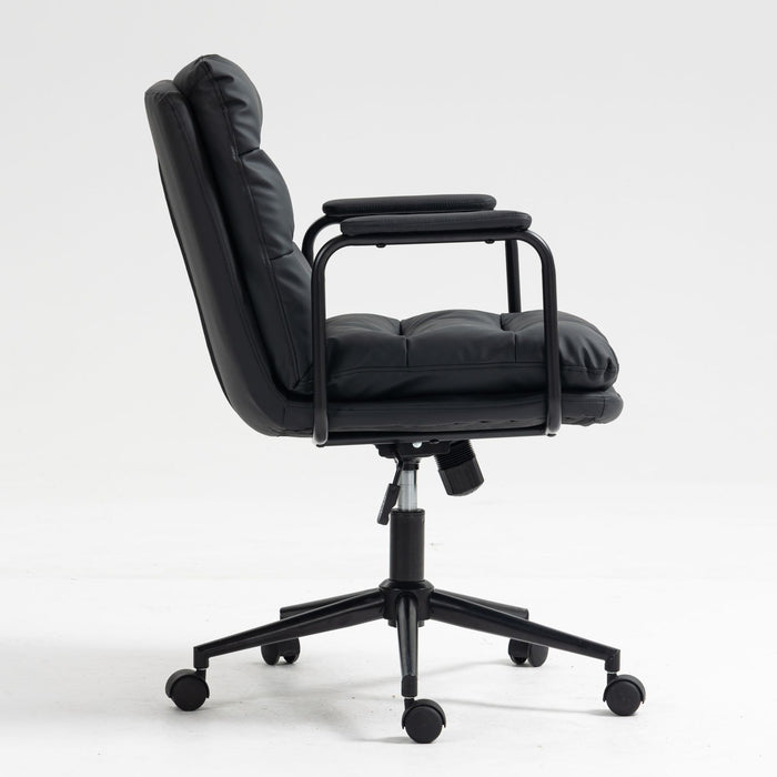 Giga mid-back ergonomic office chair with padded armrests, wheels, and swivel base, ideal for home or desk work.