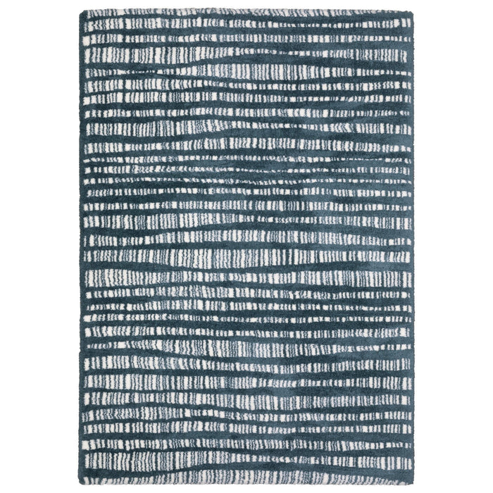 10' X 13' Striped Distressed Area Rug - Teal And Ivory
