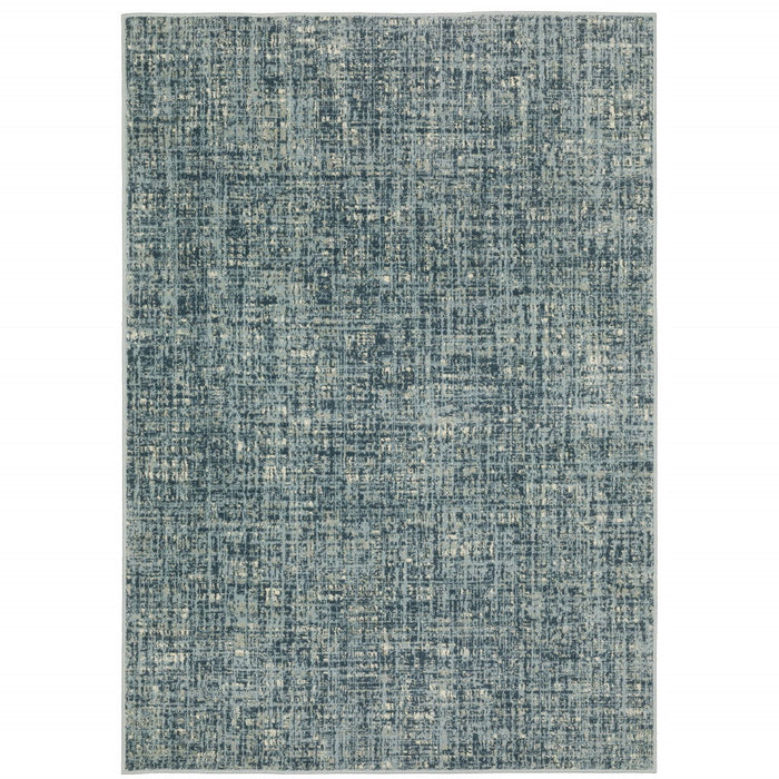 10' x 13' Abstract Power Loom Stain Resistant Area Rug - Dark Blue Light Blue Gray Ivory And Beige