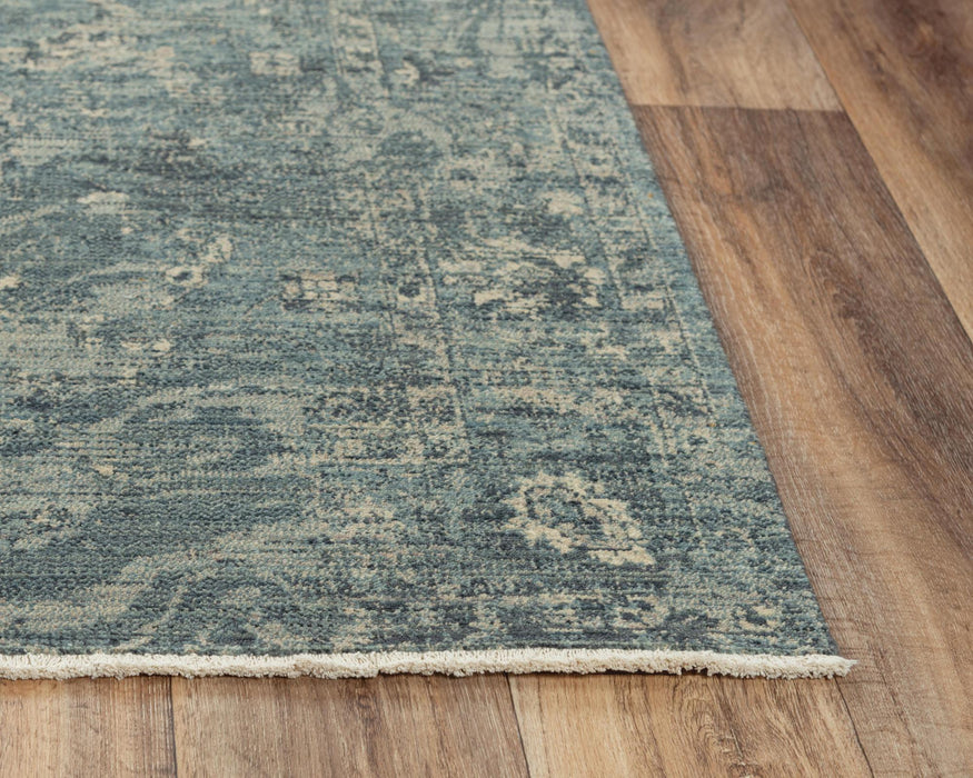 8' X 10' Wool Abstract Hand Carved Handmade Area Rug (748000) - Blue / Gray / Ivory