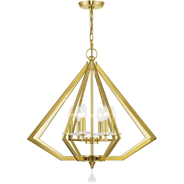 26" Six Light Dimmable Chandelier With Shades - Brass