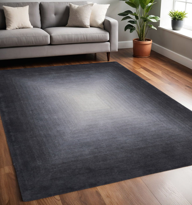 5' X 8' Abstract Hand Tufted Area Rug - Black