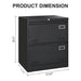 Black Giga metal lateral file cabinet with two drawers and locking mechanism, ideal for home or office storage and filing needs.