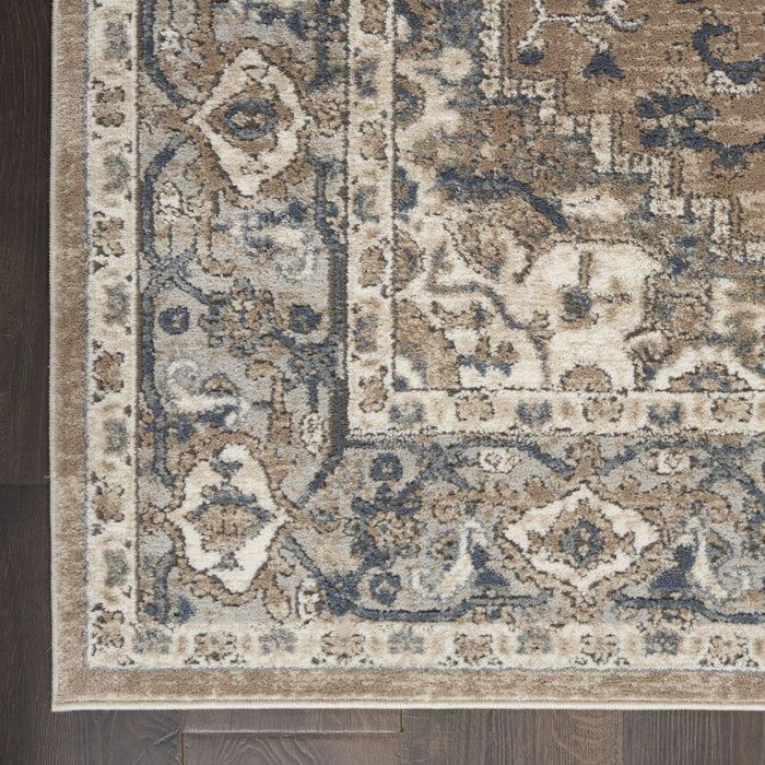 10' x 14' Floral Power Loom Area Rug - Ivory