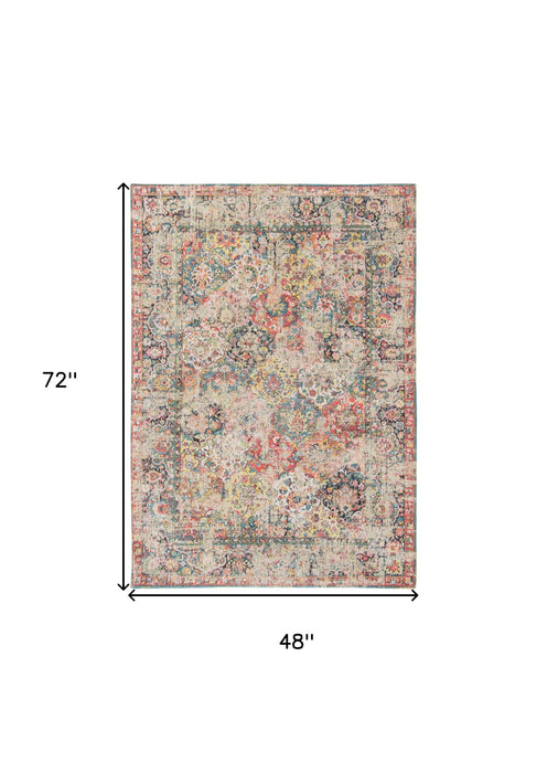 5' x 7' Oriental Non Skid Area Rug - Red