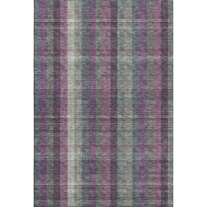 10' X 14' Plaid Washable Area Rug With UV Protection (676488) - Plum / Sage / Gray