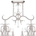 HomeRoots 29-inch eight-light metal chandelier with dimmable shades in nickel and clear glass, modern lighting fixture for dining or living rooms.