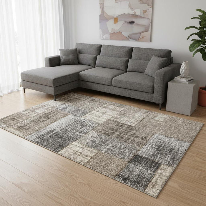 8' X 11' Abstract Area Rug (660284) - Gray / Cream / Tan