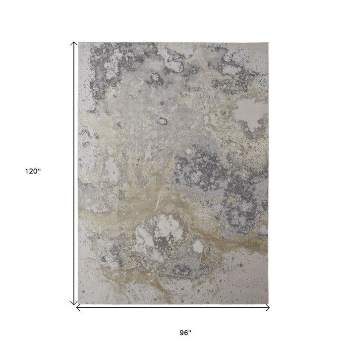 8' x 10' Abstract Area Rug - Black Brown And Off White