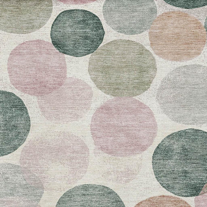 10' X 14' Geometric Washable Area Rug With UV Protection (707425) - Salmon / Emerald / Ivory