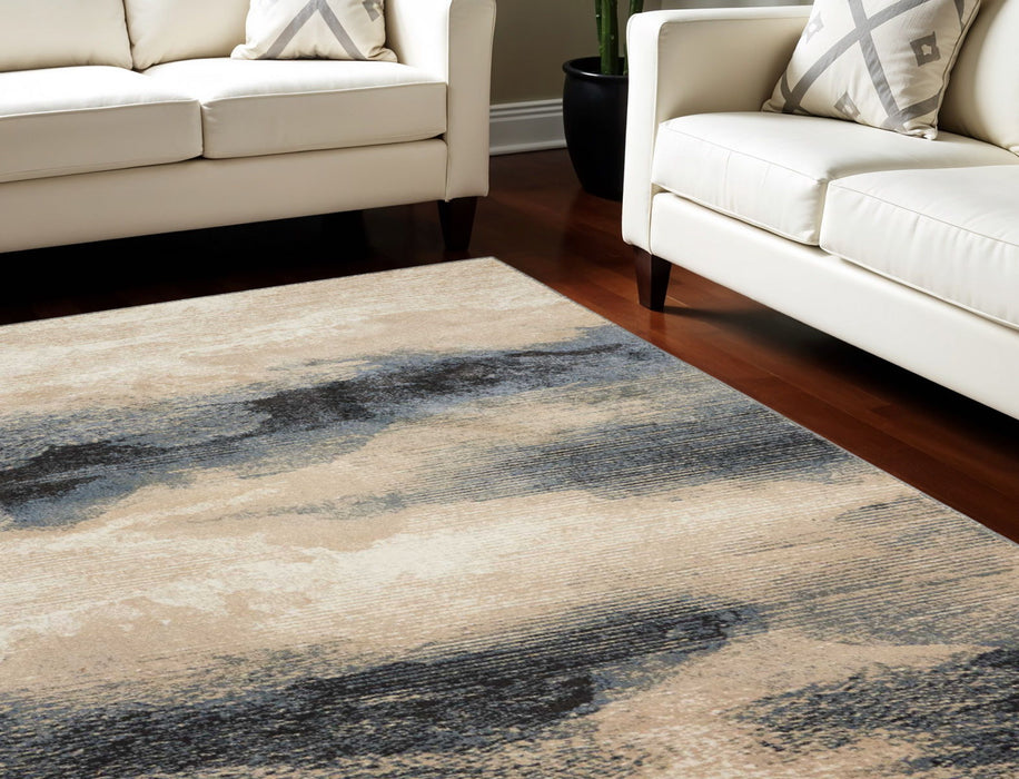 8' X 11' Abstract Non Skid Area Rug - Gray