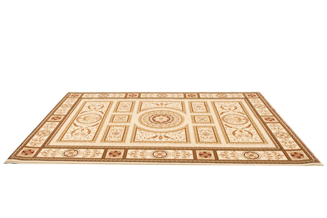 9.8' x 13.3' Oriental Washable Non Skid Area Rug - Beige And Ivory