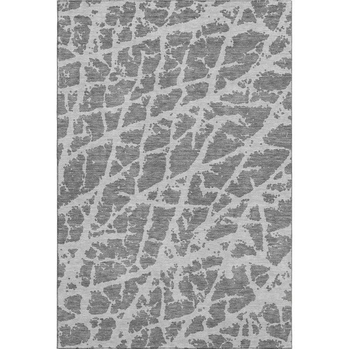 5' X 8' Abstract Washable Area Rug With UV Protection (646532) - Charcoal / Ivory