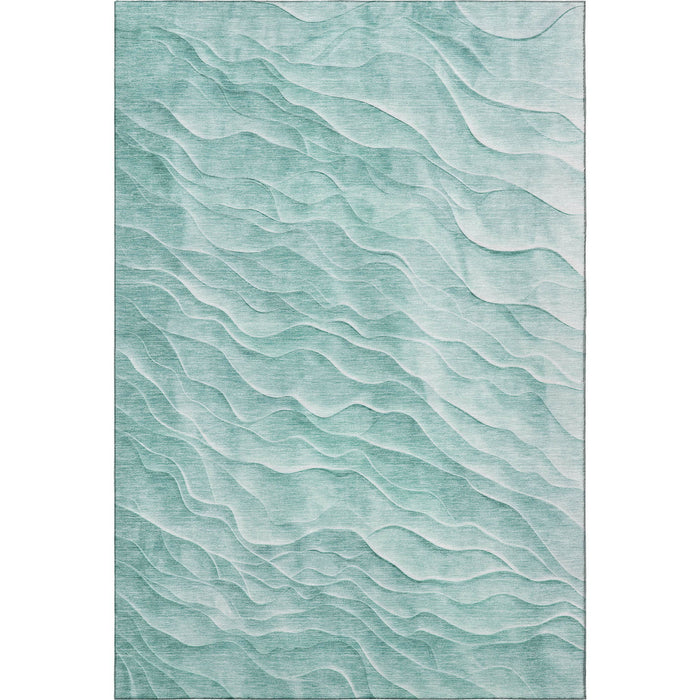 10' X 14' Abstract Washable Area Rug With UV Protection (694773) - Aqua / Ivory