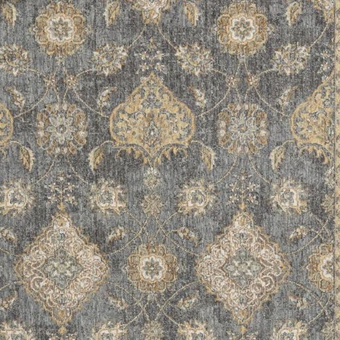 8' x 11' Machine Woven Bordered Floral Vines Indoor Area Rug - Slate Gray