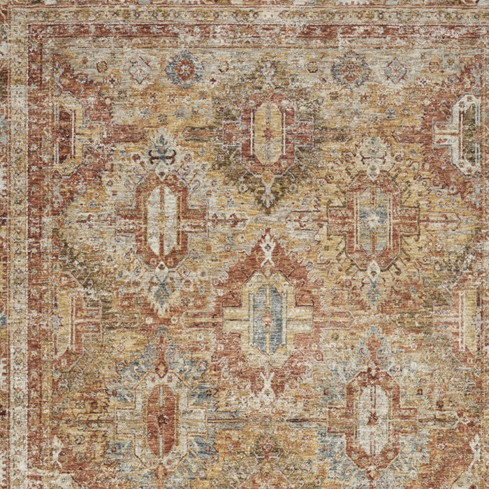 8' X 10' Geometric Distressed Area Rug (550819) - Rust / Ivory / Blue