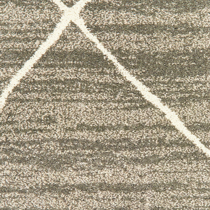 8' x 10' Geometric Power Loom Stain Resistant Area Rug - Gray And Ivory