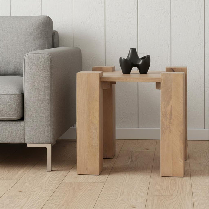 Distressed Solid Wood Square End Table (605395) - Natural
