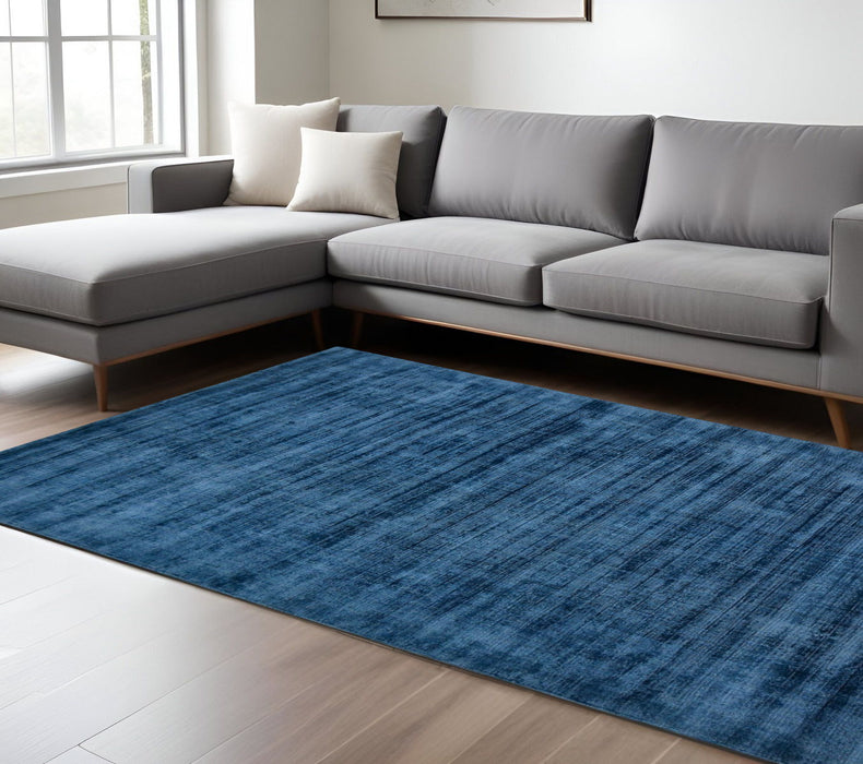 10' X 14' Striped Hand Woven Area Rug - Dark Blue