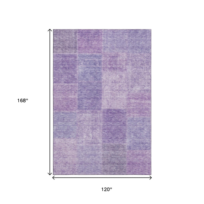 10' X 14' Patchwork Washable Area Rug With UV Protection (655234) - Lavender / Purple
