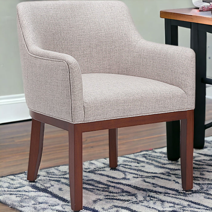 Upholstered Fabric Dining Arm Chair - Gray / Brown