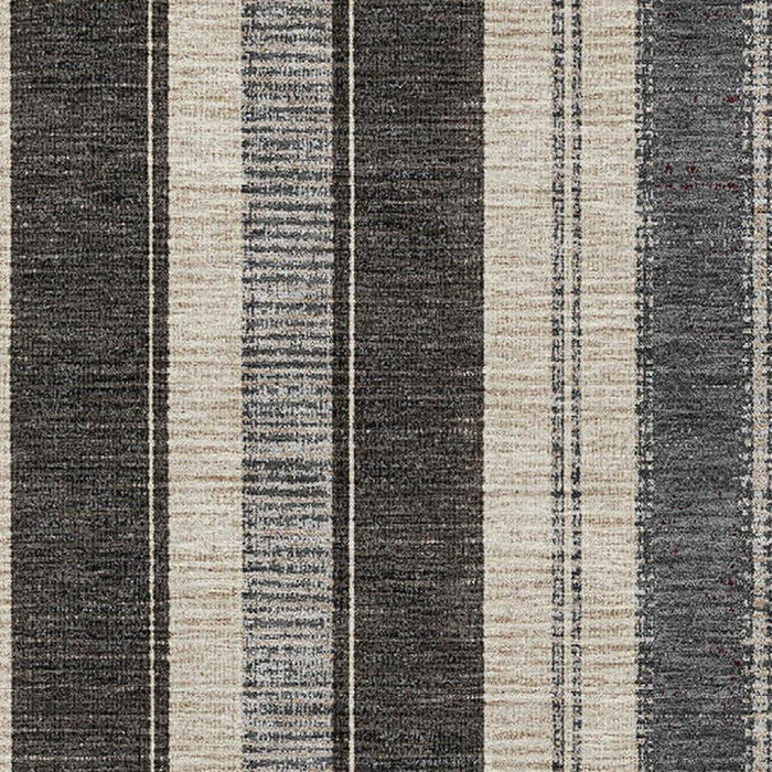 10' X 14' Striped Washable Area Rug With UV Protection (709264) - Black / Ivory / Gray