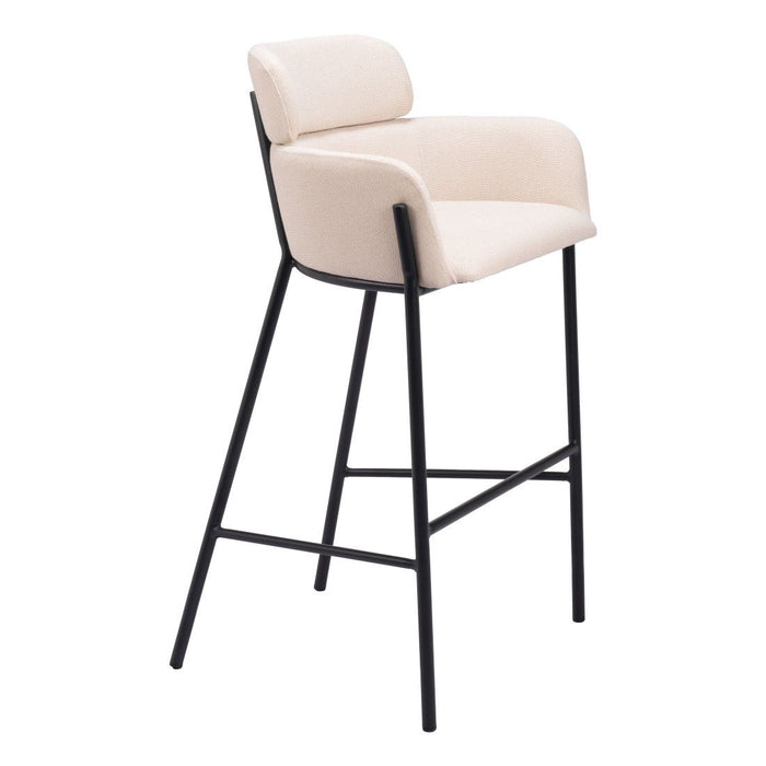 Fabric And Steel Bar Height Bar Chair - Beige And Black