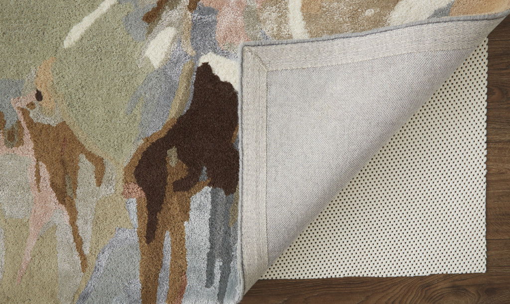 8' x 10' Wool Floral Hand Tufted Area Rug - Tan And Gray