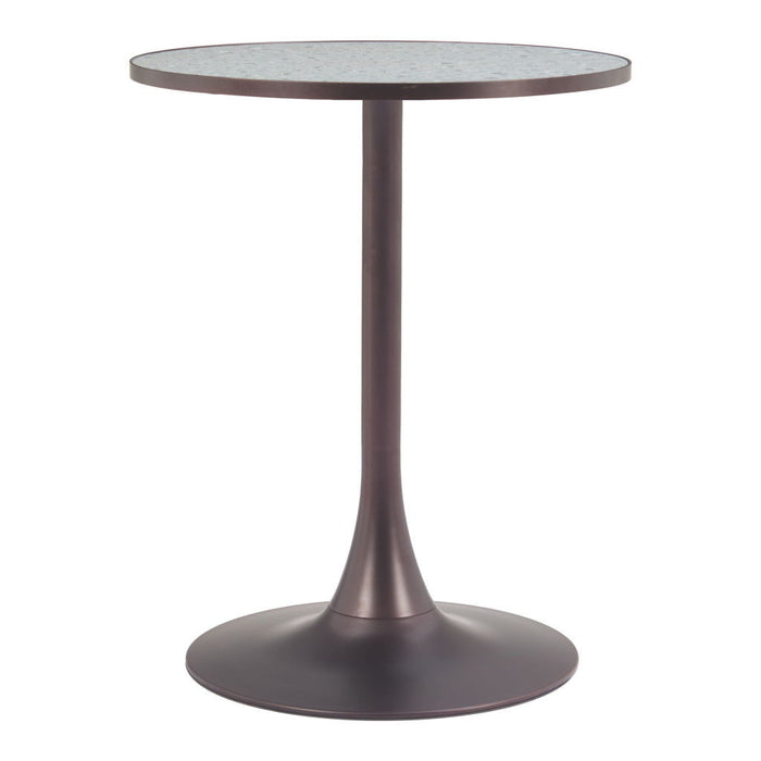 24" Wood And Steel Pedestal Base Round Top Dining Table - Bronze / Gray