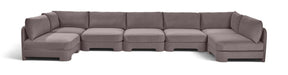 Meridian Furniture Hammond velvet performance fabric 7-piece U-shaped armless sectional sofa in a stationary design.