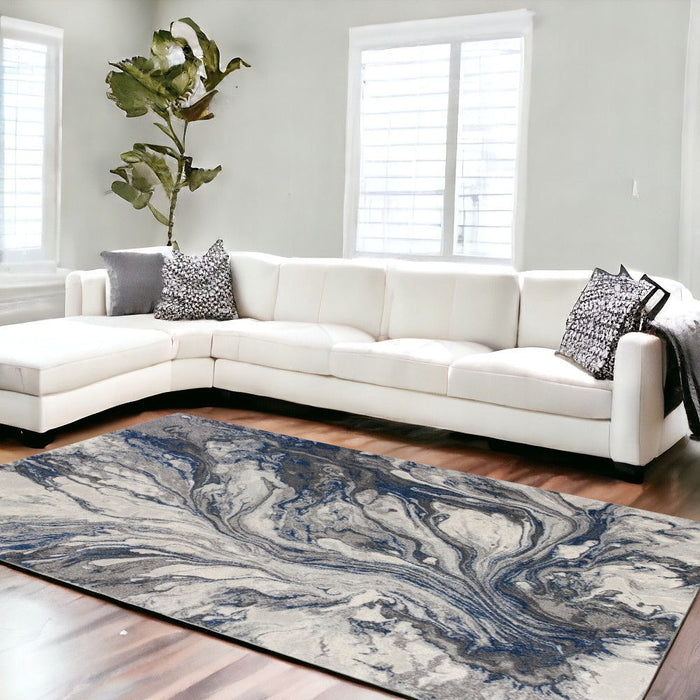 10' x 13' Machine Woven Abstract Watercolor Indoor Area Rug - Gray