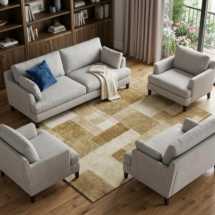 10' X 14' Geometric Washable Area Rug With UV Protection (688255) - Terra Cotta / Beige / Copper