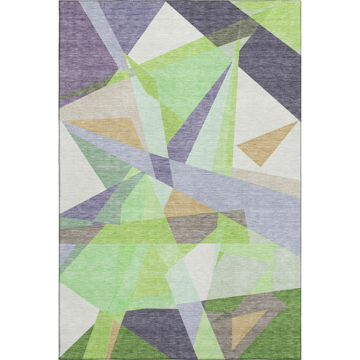 10' X 14' Geometric Washable Area Rug With UV Protection (696542) - Lavender / Green / Ivory