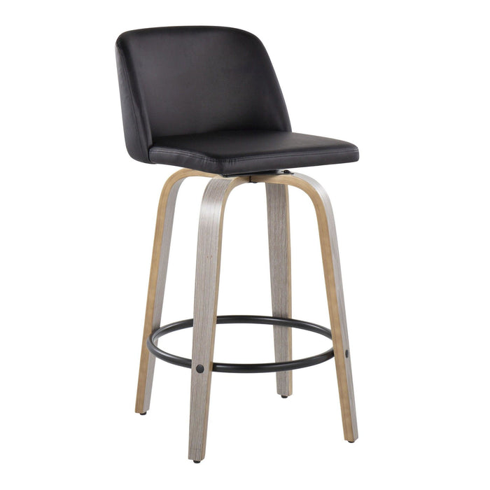 Toriano - 26" Fixed-Height Counter Stool (Set of 2) - Gray & Black Round Base