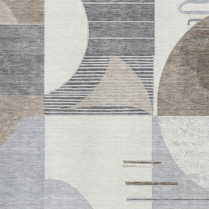 10' X 14' Geometric Washable Area Rug With UV Protection (697434) - Taupe / Ivory / Gray