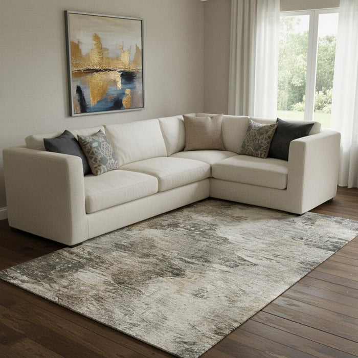 9' X 12' Abstract Washable Area Rug With UV Protection (650649) - Taupe / Gray