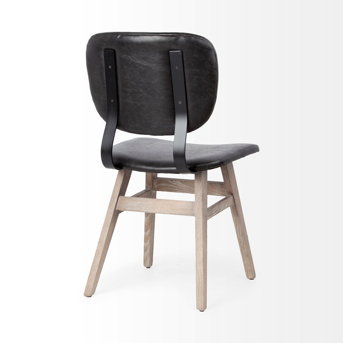 Upholstered Faux leather Open Back Side Chairs (Set of 2) - Brown / Black