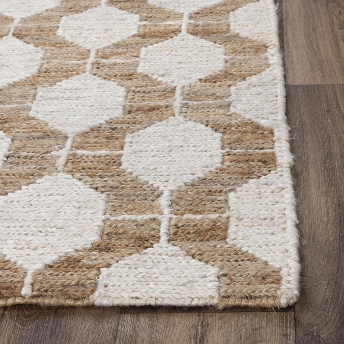 10' X 14' Jute Geometric Hand Woven Area Rug (747106) - Natural / Ivory