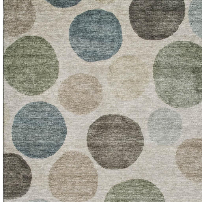 10' X 14' Geometric Washable Area Rug With UV Protection (716833) - Khaki / Teal