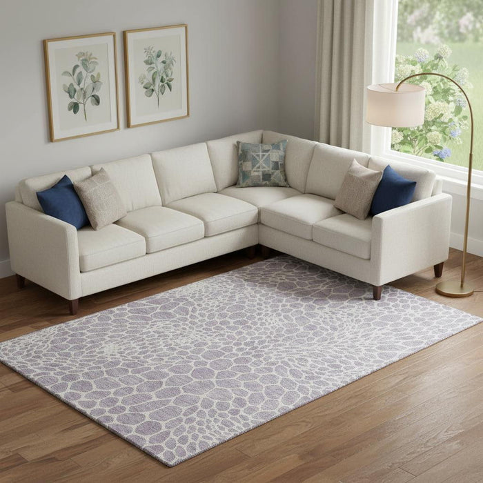 10' X 14' Geometric Washable Area Rug With UV Protection (673067) - Lilac / Ivory