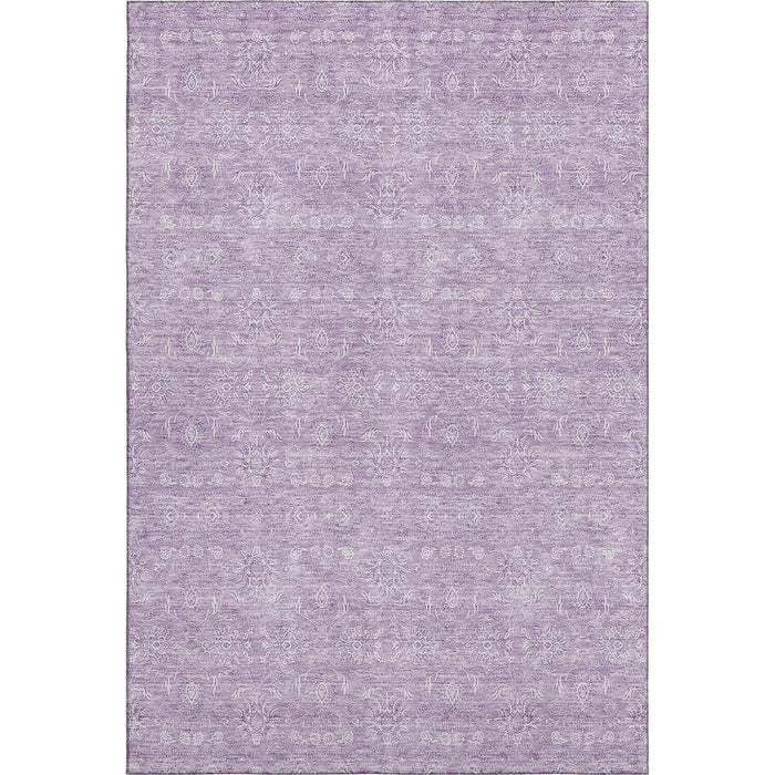 10' X 14' Floral Washable Area Rug With UV Protection (656909) - Lavender / Ivory